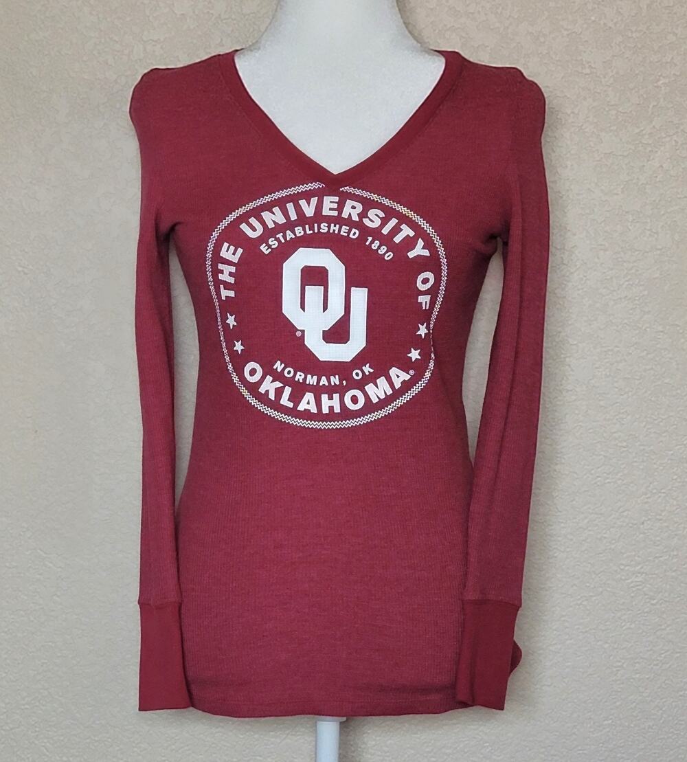 University of Oklahoma Sooners OU Ladies V-Neck Thermal Small Creative Apparel